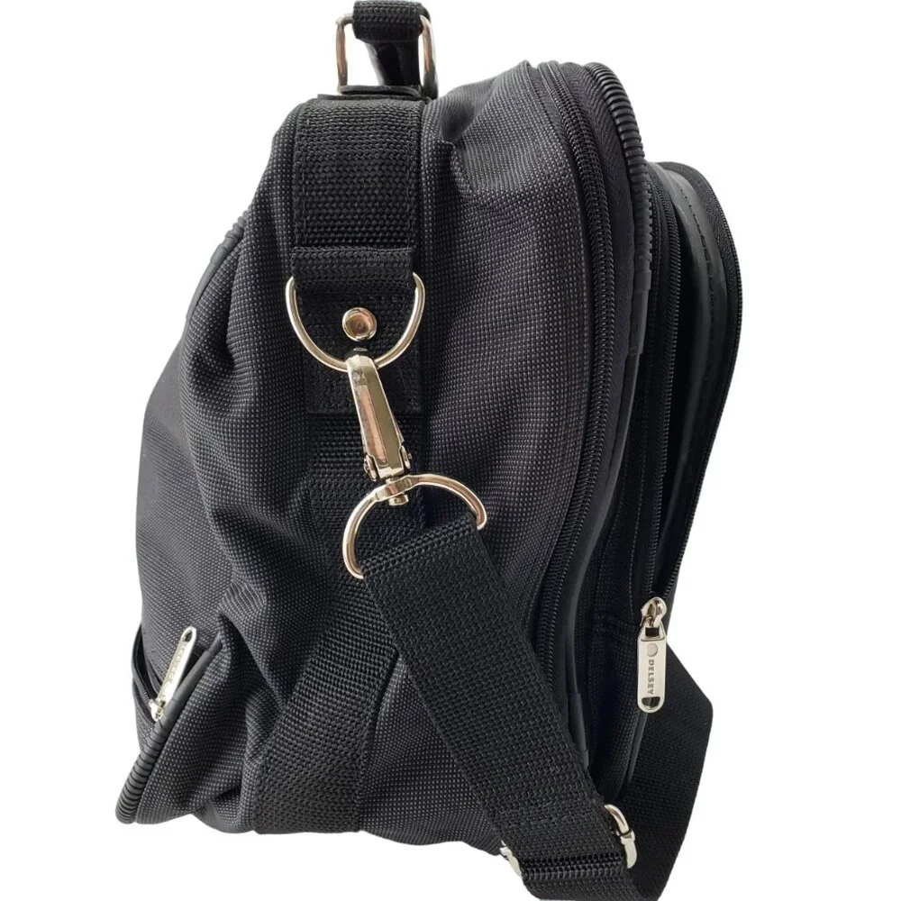 Delsey Black Unisex Laptop Briefcase Carry-On Durable Nylon Bag, Like New